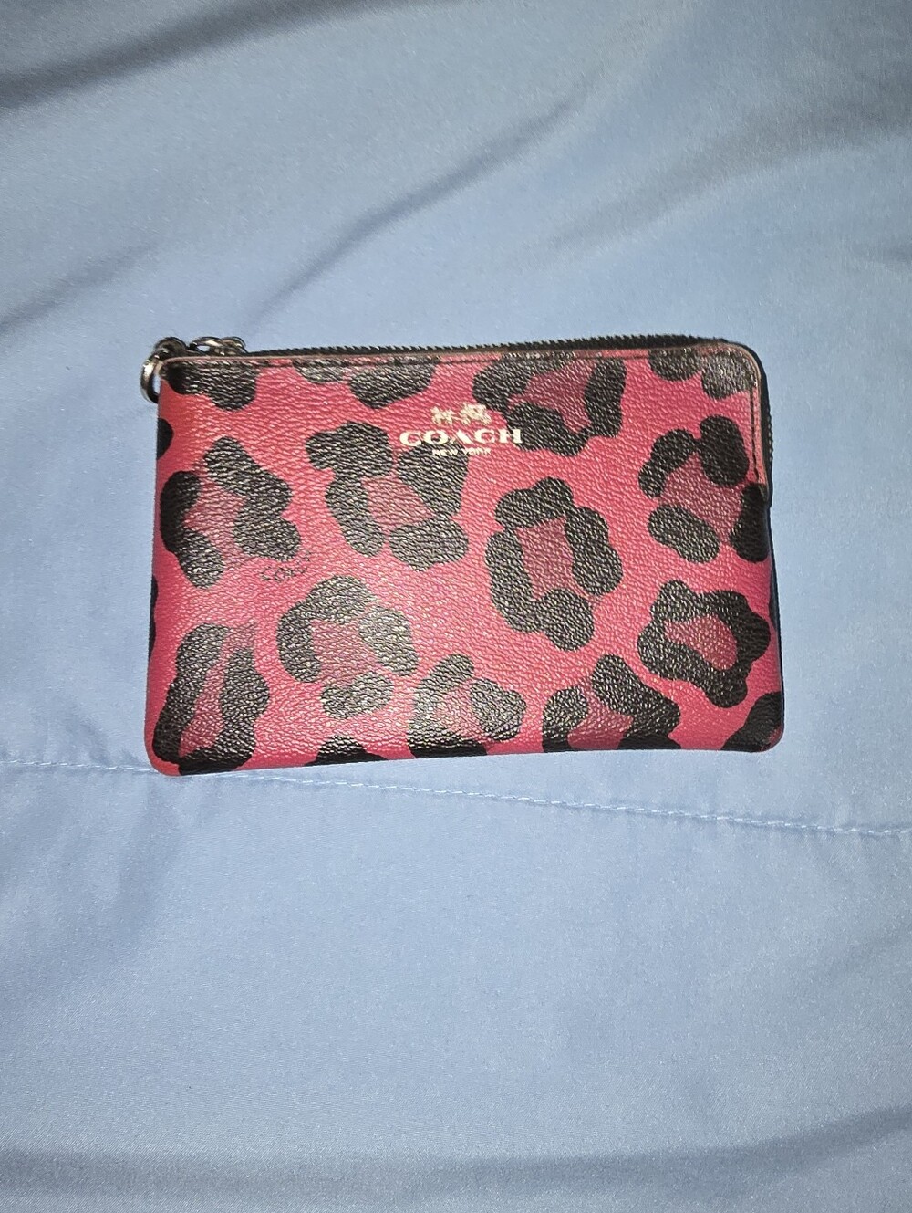 Coach Pink Leopard Print Zip Wallet